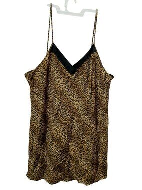 Gilligan & OMalley Leopard Chemise‎ Nightgown 3x Satin V-Neck Adjustable Straps